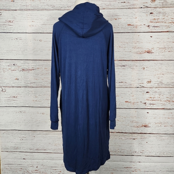 COZY EARTH Rib Knit Bamboo Hoodie Dress XS Navy Blue - Picture 4 of 8
